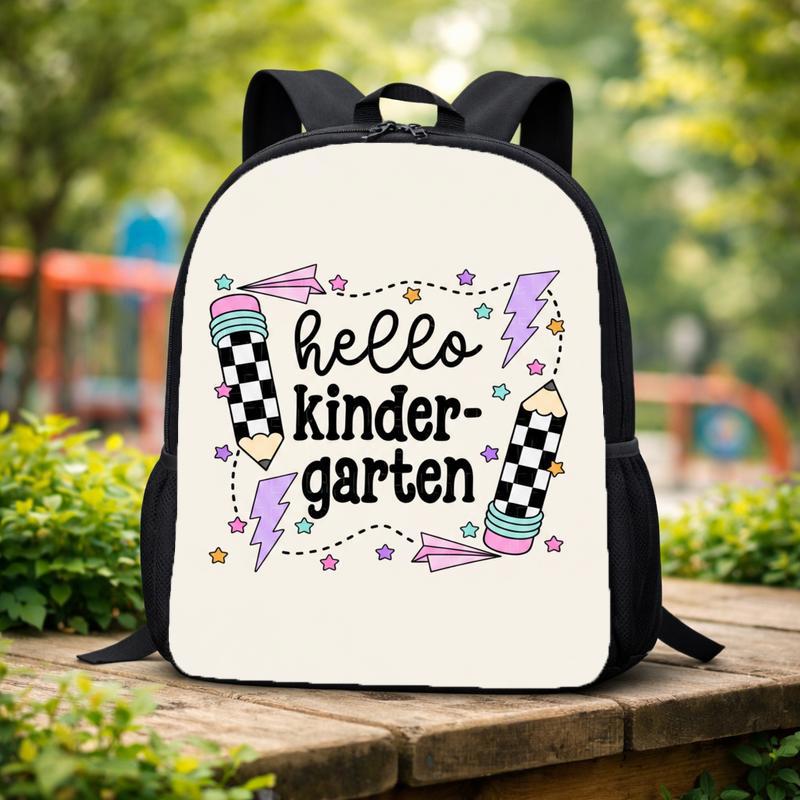 Hello Kindergarten Backpack - Retro Checkerboard School Style Custom Backpack Hello Kindergarten Backpack - Retro Checkerboard School Style Custom Backpack