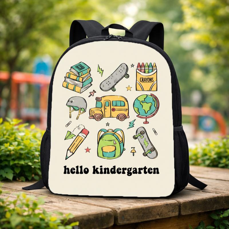 Hello Kindergarten Backpack - School Icons Back To School Kids Custom Backpack