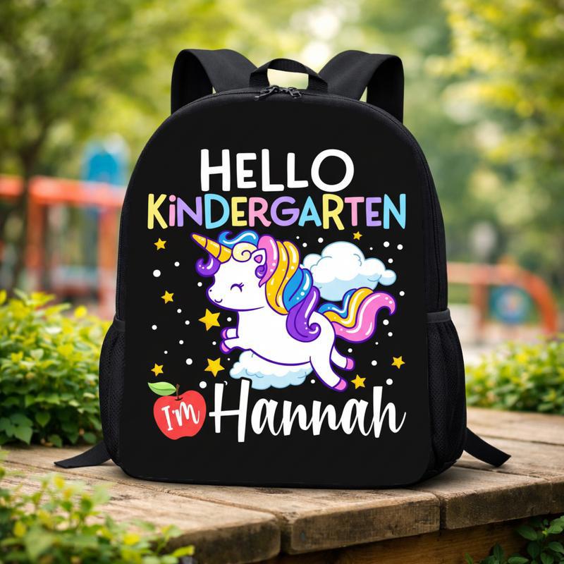 Hello Kindergarten Unicorn Backpack - Cute Kids School Bag Custom Backpack Hello Kindergarten Unicorn Backpack - Cute Kids School Bag Custom Backpack