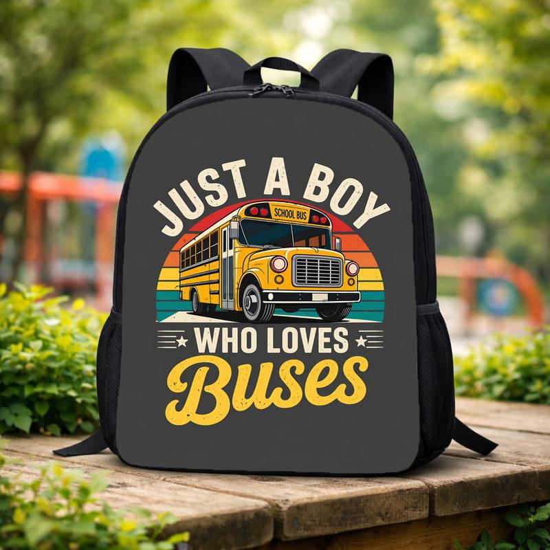 Just A Boy Who Loves Buses Backpack - Back To School Kids Style Custom Backpack Just A Boy Who Loves Buses Backpack - Back To School Kids Style Custom Backpack