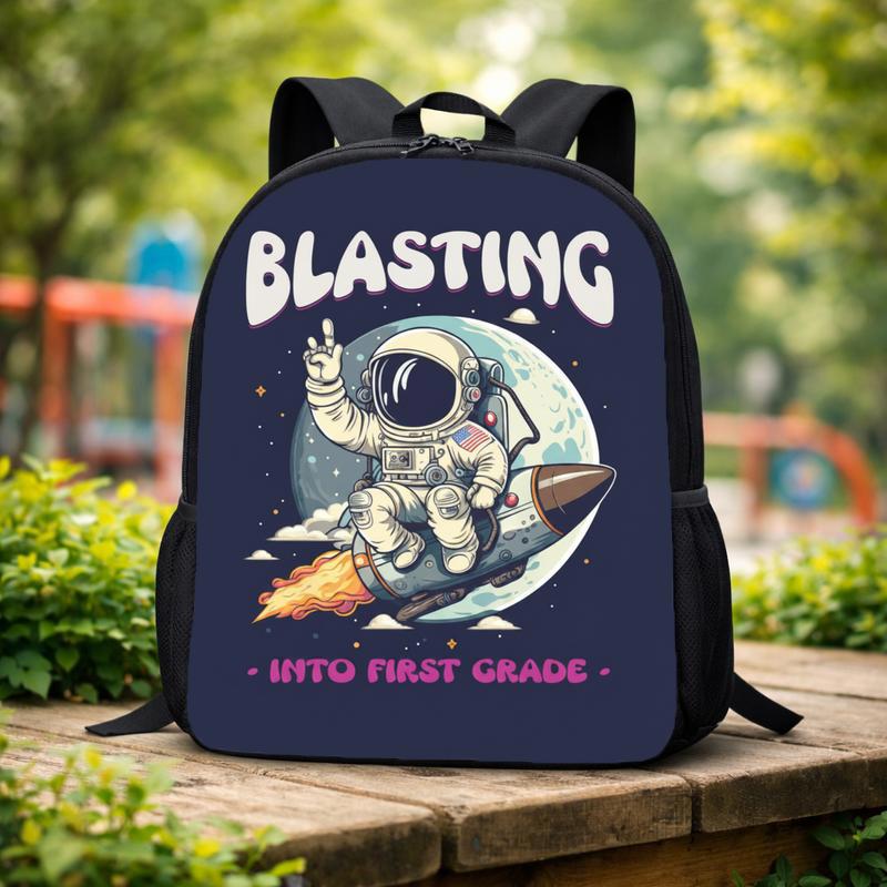 Kids Backpack First Grade - Blasting Into Space Astronaut Custom Backpack