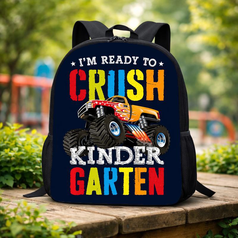 Kids Backpack Ready To Crush Kindergarten - Monster Truck Custom Backpack Kids Backpack Ready To Crush Kindergarten - Monster Truck Custom Backpack