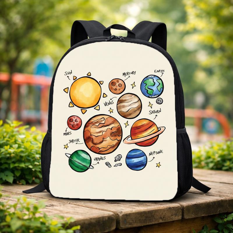 Kids Backpack Solar System - Cute Planets Learning Design Custom Backpack