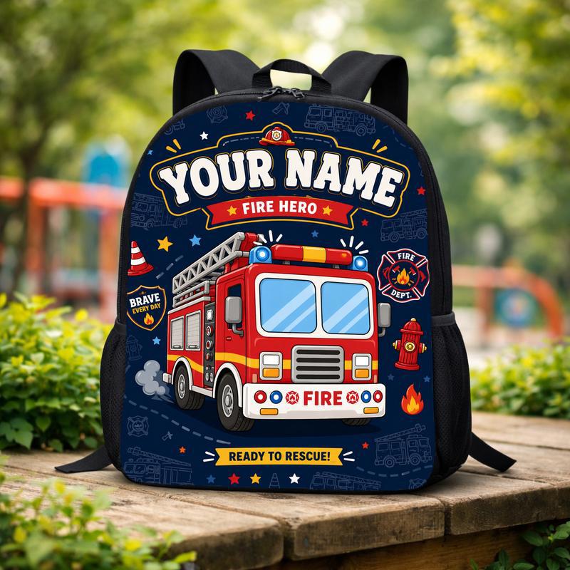 Kids Fire Truck Backpack Custom Name - Fire Hero Back To School Custom Backpack Kids Fire Truck Backpack Custom Name - Fire Hero Back To School Custom Backpack