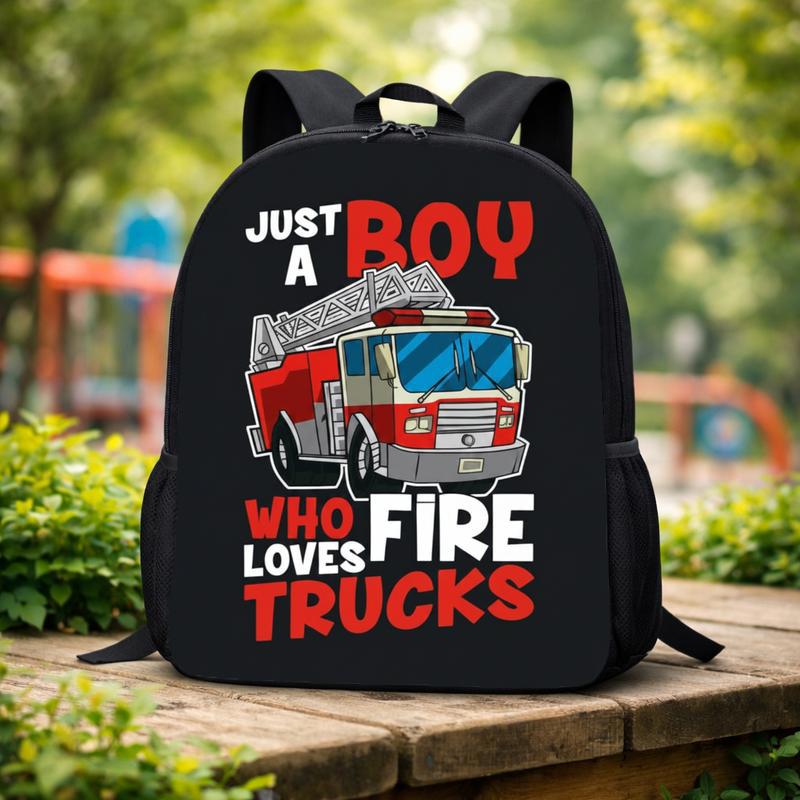 Kids Firefighter Backpack - Just A Boy Fire Truck Design Custom Backpack Kids Firefighter Backpack - Just A Boy Fire Truck Design Custom Backpack