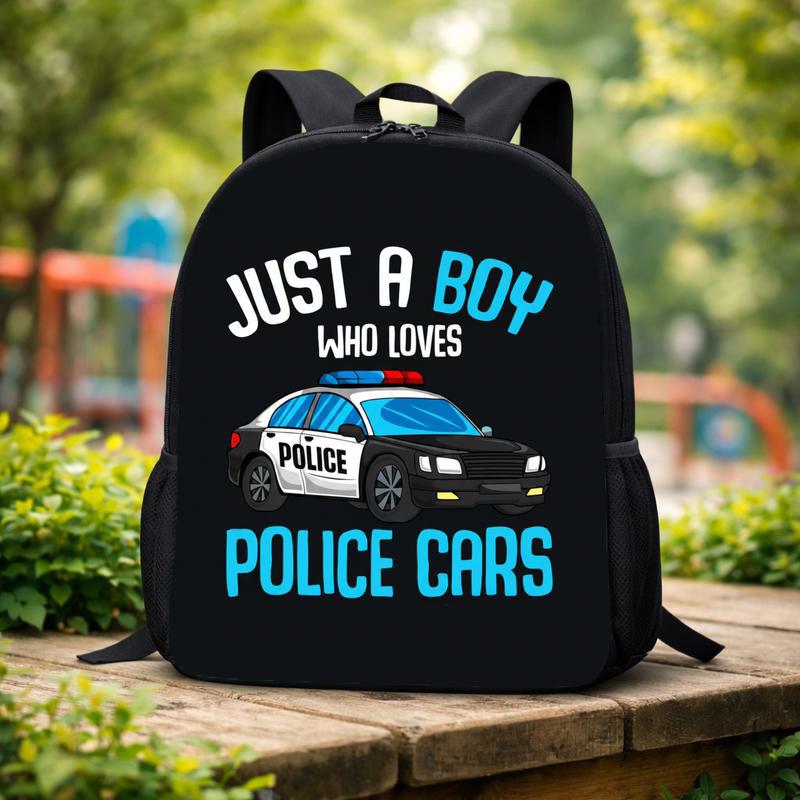 Kids Police Backpack - Boy Loves Cars Back To School Custom Backpack Kids Police Backpack - Boy Loves Cars Back To School Custom Backpack