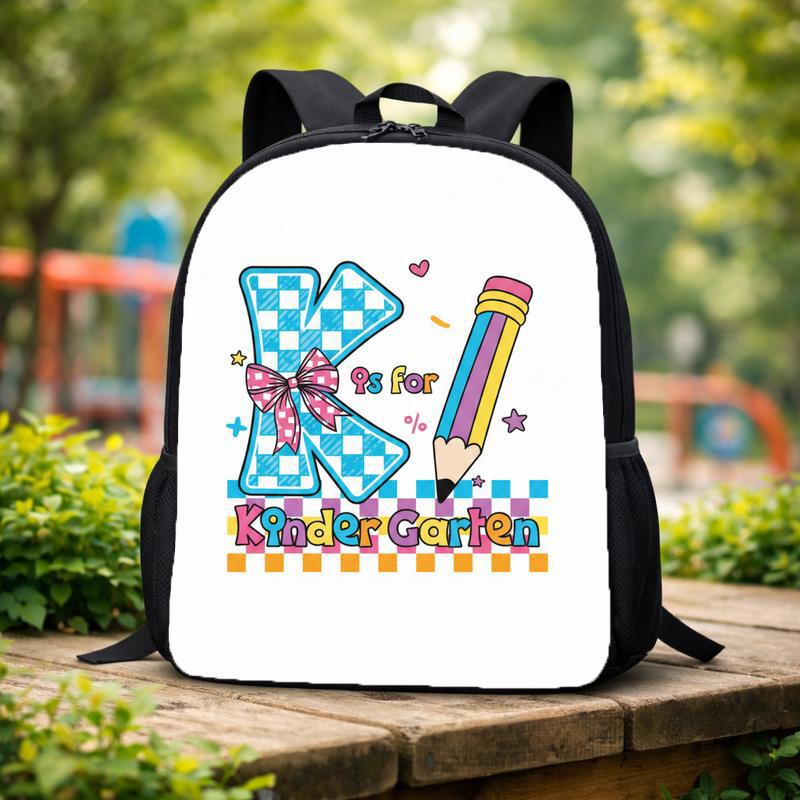 Kindergarten Girl K Letter Checkerboard Backpack - Sweet Back To School Design Custom Backpack Kindergarten Girl K Letter Checkerboard Backpack - Sweet Back To School Design Custom Backpack