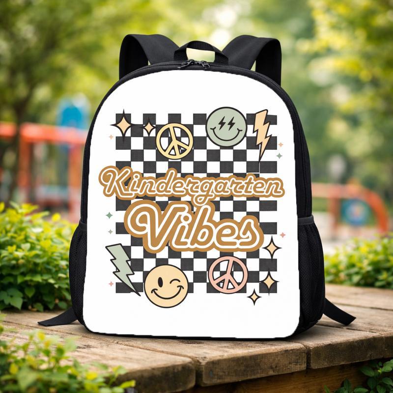 Kindergarten Vibes Backpack - Retro Checkerboard School Style Custom Backpack