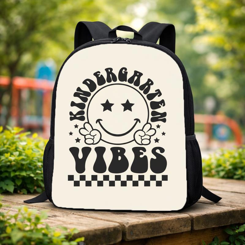Kindergarten Vibes Smiley Backpack - Retro Back To School Style Custom Backpack Kindergarten Vibes Smiley Backpack - Retro Back To School Style Custom Backpack