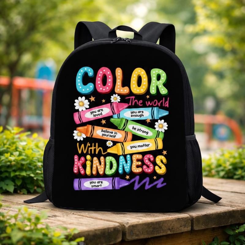 Middle School Backpack - Colorful Kindness School Message Custom Backpack Middle School Backpack - Colorful Kindness School Message Custom Backpack
