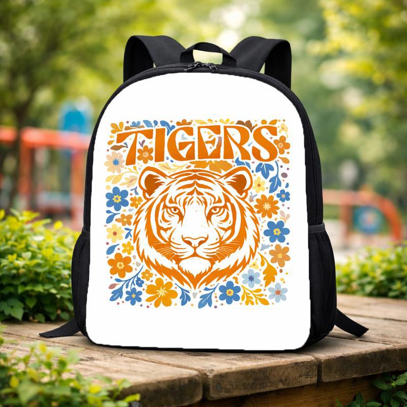 Middle School Floral Tiger Mascot Custom Backpack Middle School Floral Tiger Mascot Custom Backpack