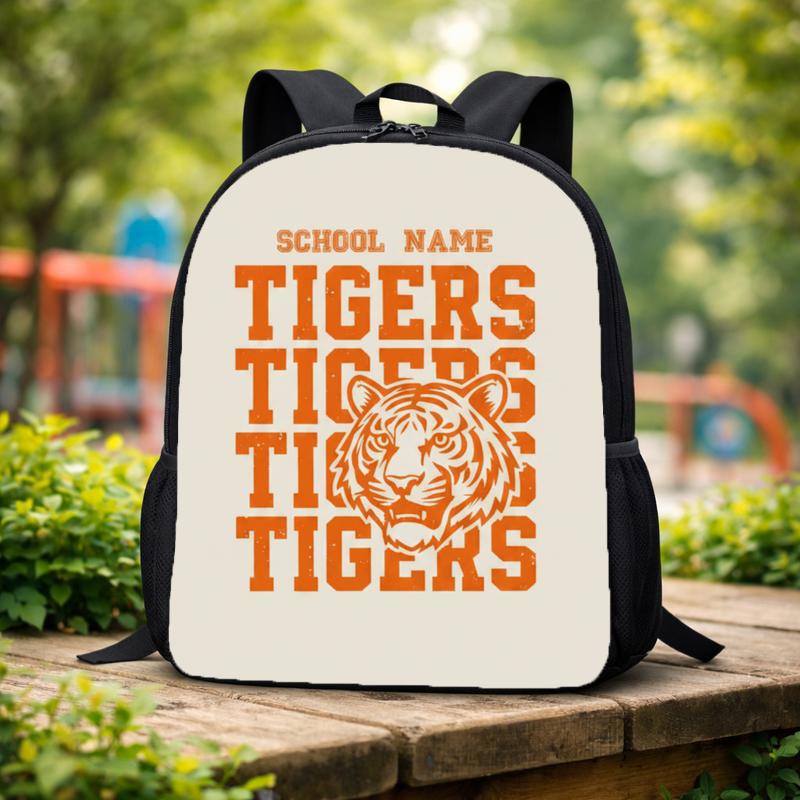 Middle School Orange Tiger Mascot Custom Backpack Middle School Orange Tiger Mascot Custom Backpack