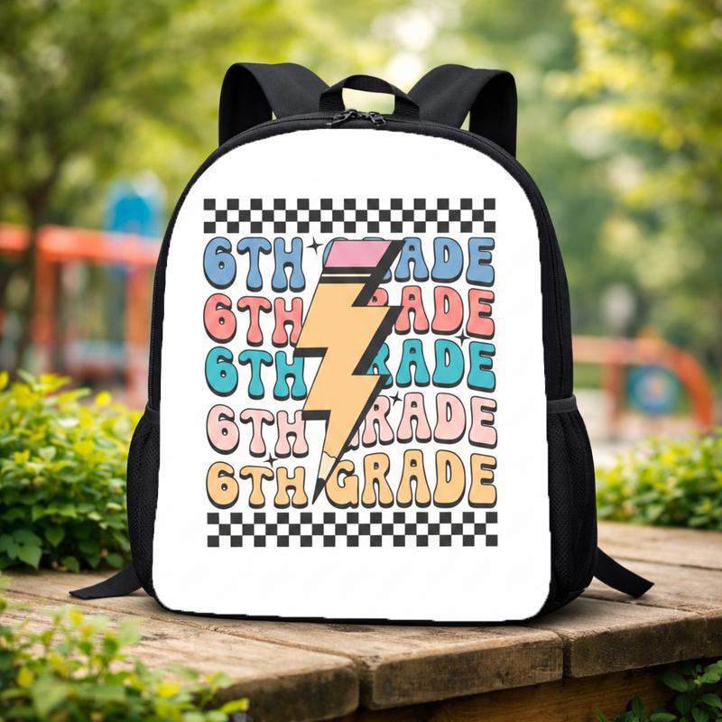 Middle School 6th Grade Backpack - Retro Lightning Checkered Design Custom Backpack Middle School 6th Grade Backpack - Retro Lightning Checkered Design Custom Backpack