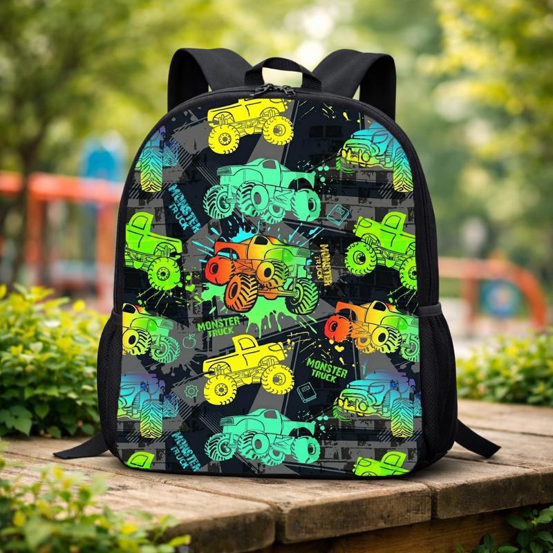 Monster Truck Backpack For Kids - Neon Pattern Back To School Custom Backpack Monster Truck Backpack For Kids - Neon Pattern Back To School Custom Backpack