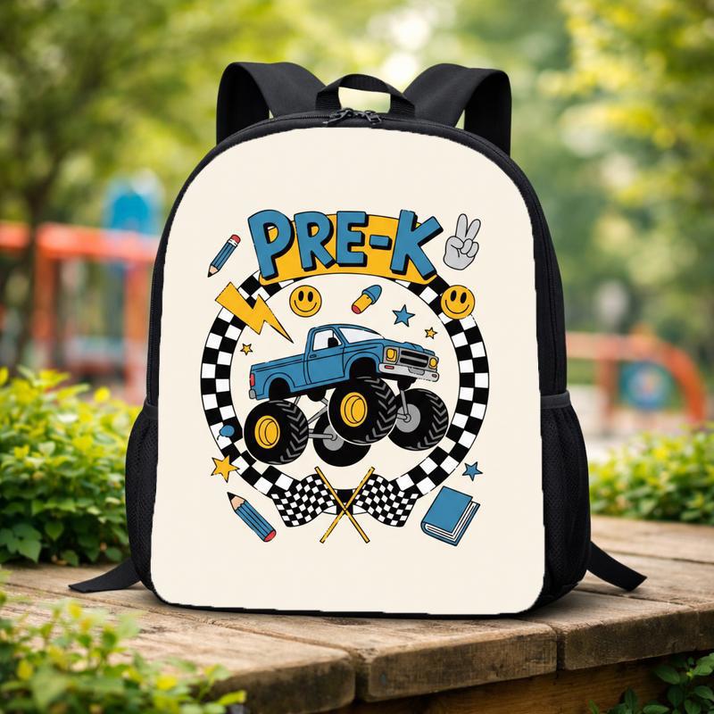 Monster Truck Pre-K Backpack For Boys - Back To School Fun Custom Backpack Monster Truck Pre-K Backpack For Boys - Back To School Fun Custom Backpack