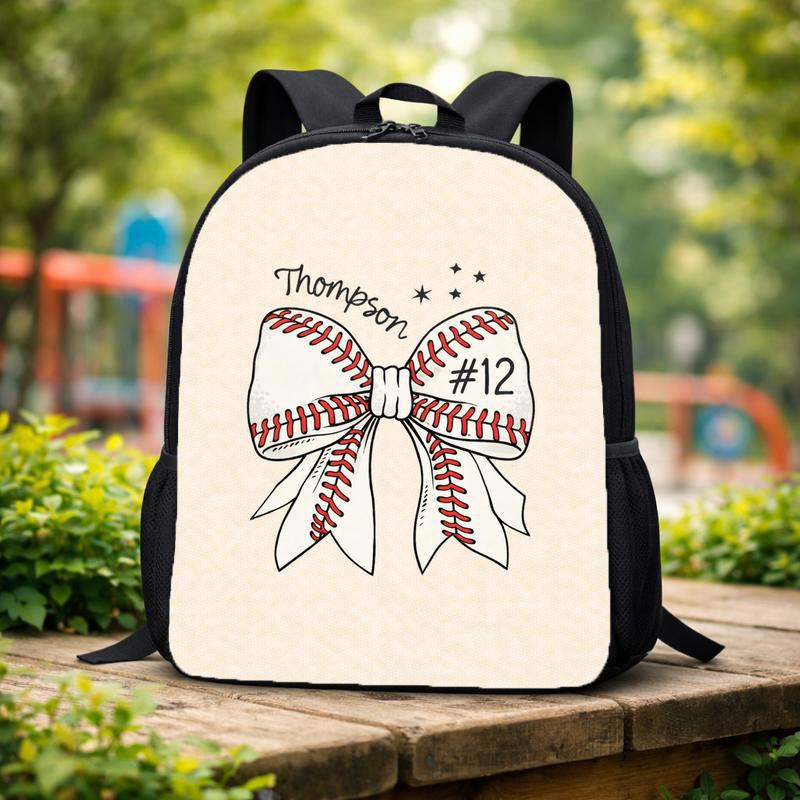 Personalized Baseball Bow Backpack - Custom Name And Number Custom Backpack Personalized Baseball Bow Backpack - Custom Name And Number Custom Backpack