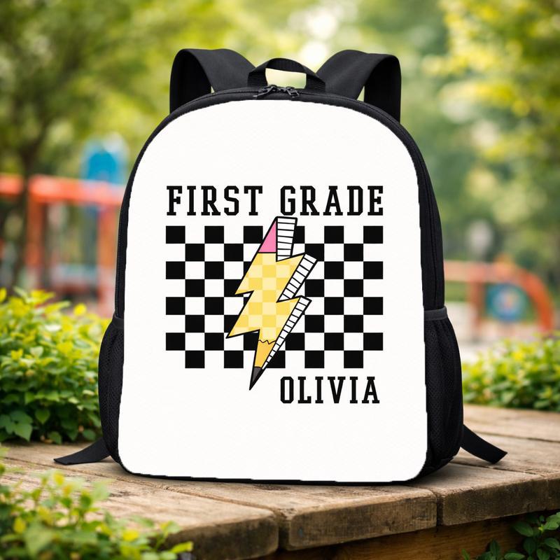 Personalized First Grade Pencil Lightning - Kids Back To School Backpack Custom Backpack