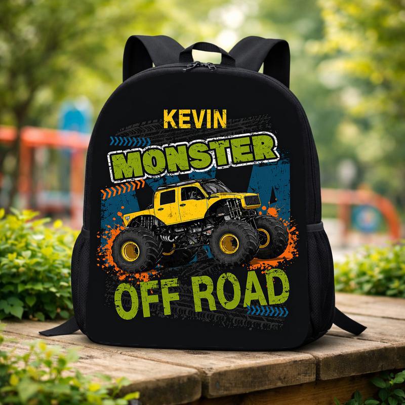 Personalized Monster Truck Backpack - Back To School Off Road Custom Backpack