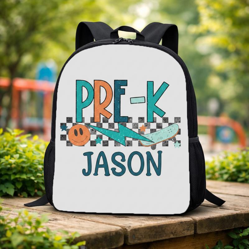 Personalized Pre-K Backpack - Boys Skateboard School Custom Backpack Personalized Pre-K Backpack - Boys Skateboard School Custom Backpack