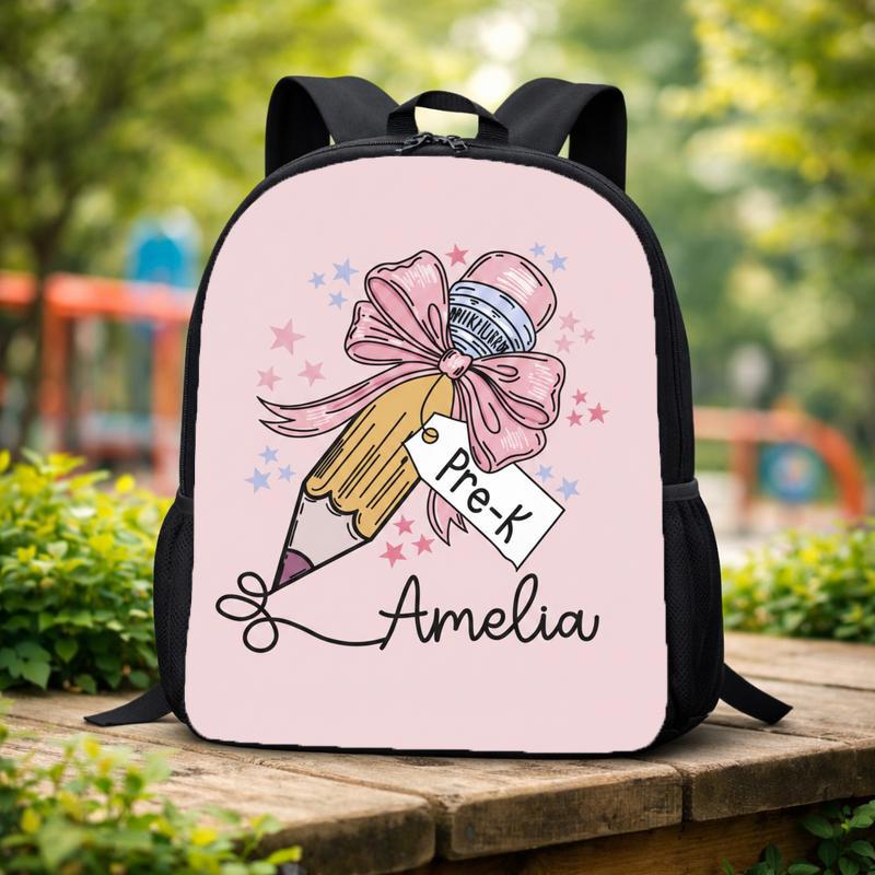 Personalized Pre-K Backpack With Bow Pencil - Cute Kids School Custom Backpack Personalized Pre-K Backpack With Bow Pencil - Cute Kids School Custom Backpack