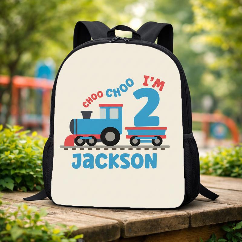 Personalized Train School Backpack - Choo Choo I'm 2 Boy Custom Backpack Personalized Train School Backpack - Choo Choo I'm 2 Boy Custom Backpack