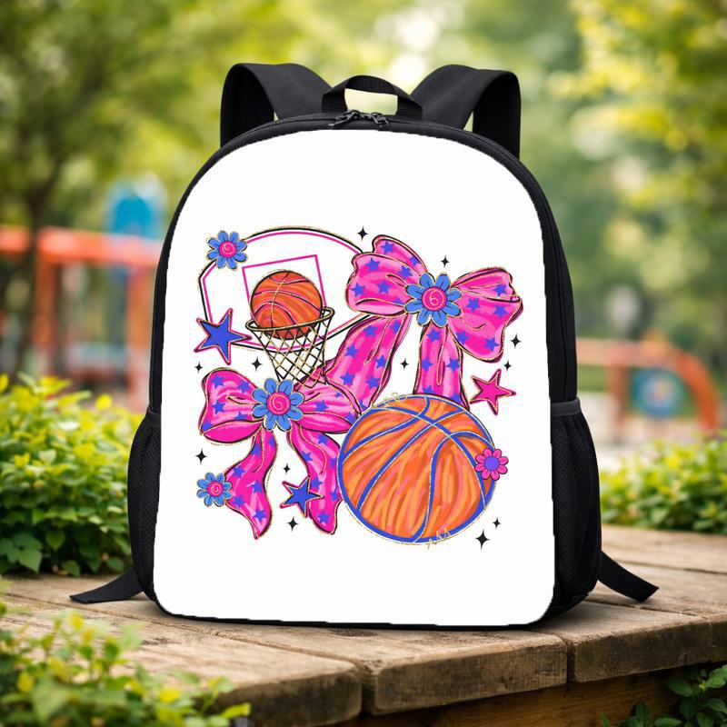 Pink Basketball Backpack - Back To School Girl Bow Sport Style Custom Backpack Pink Basketball Backpack - Back To School Girl Bow Sport Style Custom Backpack