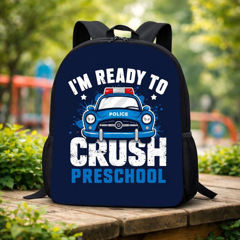 Police Car Backpack Kids - Ready To Crush Preschool Back To School Custom Backpack Police Car Backpack Kids - Ready To Crush Preschool Back To School Custom Backpack