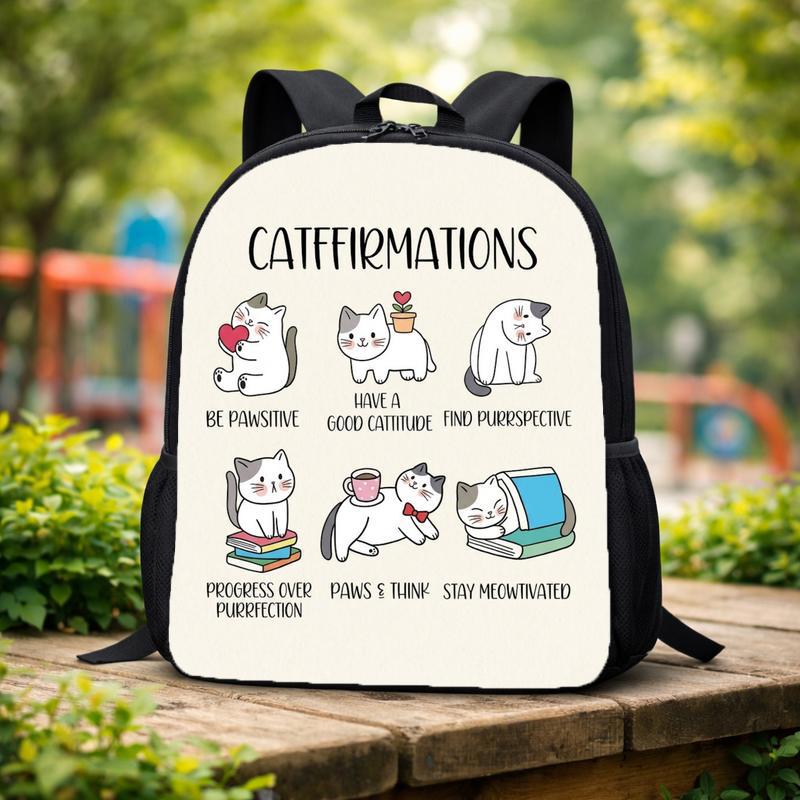 Positive Cats Catffirmations Shirt, Cat Lover Teacher Shirt, Classroom Shirts, Have a Good Cattitude, Cute Funny Cat Puns Reminders Shirt Custom Backpack