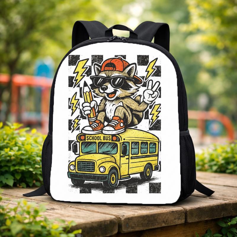 Raccoon School Bus Backpack - Cool Kids Back To School Custom Backpack