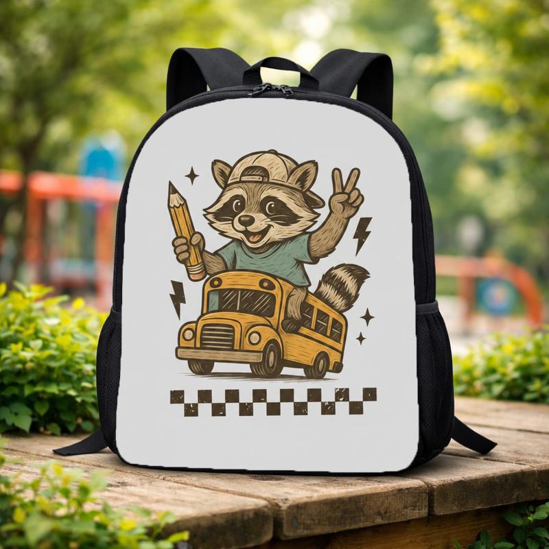 Raccoon School Bus Backpack - Kids Back To School Fun Custom Backpack Raccoon School Bus Backpack - Kids Back To School Fun Custom Backpack