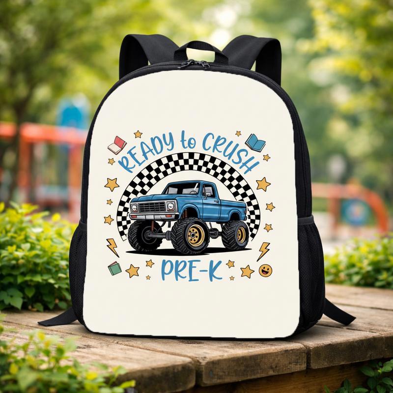 Ready To Crush Pre-K Backpack - Kids Monster Truck Theme Custom Backpack
