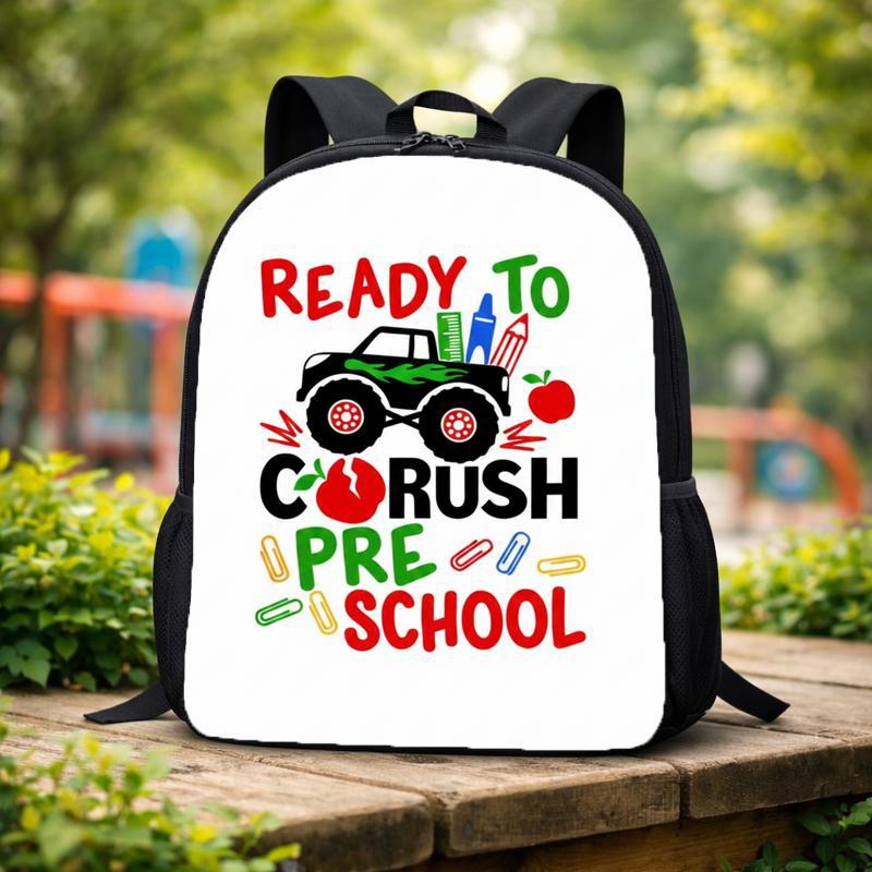 Ready To Crush Preschool Backpack For Kids - Monster Truck Theme Custom Backpack Ready To Crush Preschool Backpack For Kids - Monster Truck Theme Custom Backpack
