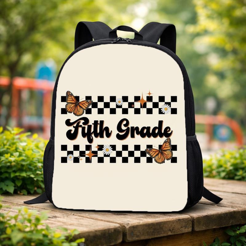 Retro 5th Grade Backpack - Elementary School Butterfly Checkered Custom Backpack Retro 5th Grade Backpack - Elementary School Butterfly Checkered Custom Backpack