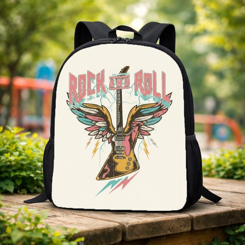 Rock And Roll Students Backpack - Vintage Music School Style Custom Backpack Rock And Roll Students Backpack - Vintage Music School Style Custom Backpack