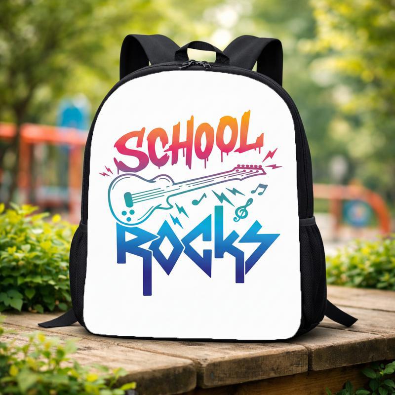 School Rocks Backpack - Guitar Design For Cool Students Custom Backpack School Rocks Backpack - Guitar Design For Cool Students Custom Backpack
