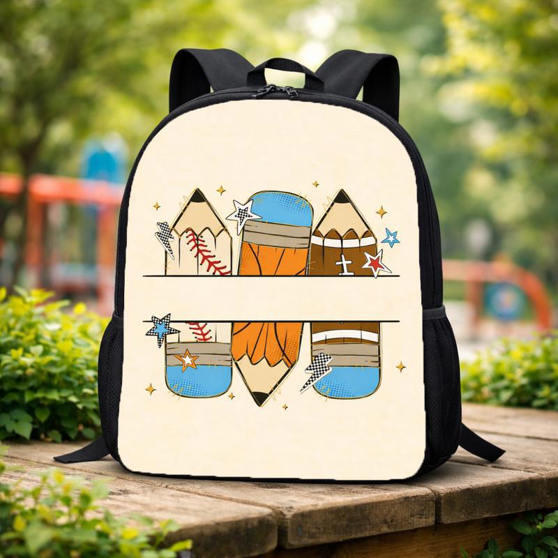 School Sports Backpack - Back To School Basketball Pencil Theme Custom Backpack School Sports Backpack - Back To School Basketball Pencil Theme Custom Backpack