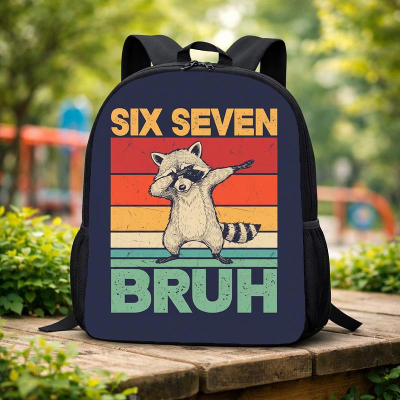 Six Seven Bruh Racoon Backpack - Funny Back To School Boys Custom Backpack Six Seven Bruh Racoon Backpack - Funny Back To School Boys Custom Backpack