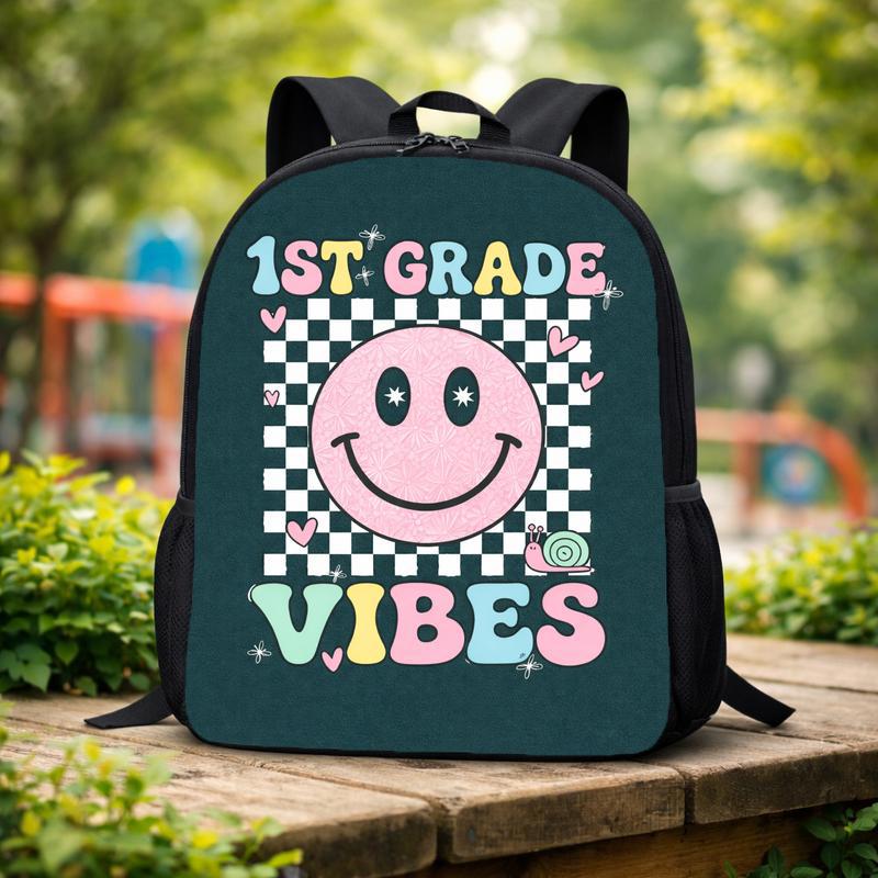 1st Grade Backpack For Girls - Cute Smiley Back To School Kids Custom Backpack