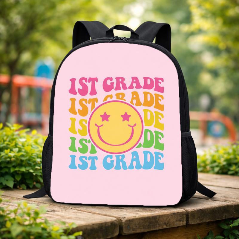 1st Grade Smiley Backpack - Colorful Retro Back To School Kids Custom Backpack 1st Grade Smiley Backpack - Colorful Retro Back To School Kids Custom Backpack