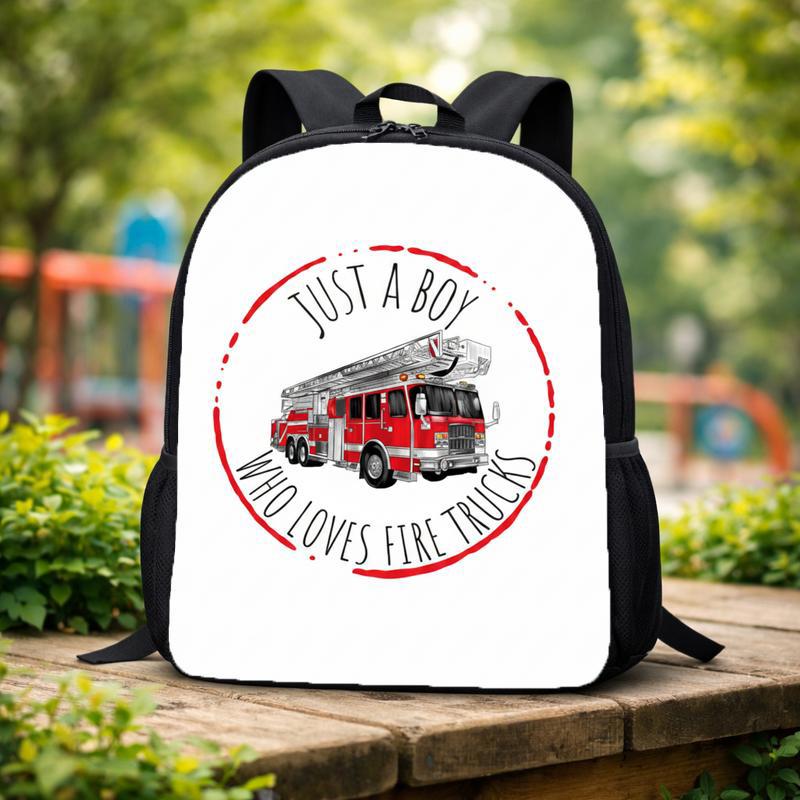 Vintage Fire Truck Backpack For Kids - Just A Boy Fire Truck Lover Custom Backpack Vintage Fire Truck Backpack For Kids - Just A Boy Fire Truck Lover Custom Backpack