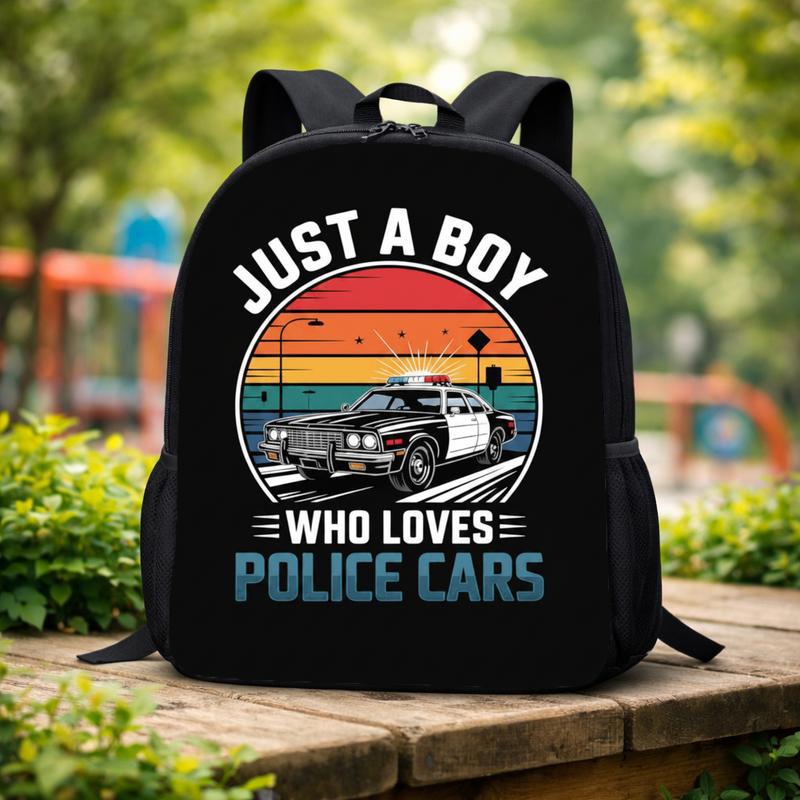 Vintage Police Backpack For Boys - Kids Back To School Car Lover Custom Backpack Vintage Police Backpack For Boys - Kids Back To School Car Lover Custom Backpack