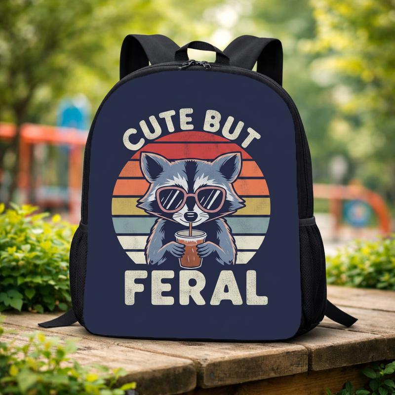 Vintage Raccoon Backpack - Back To School Cute But Feral Custom Backpack Vintage Raccoon Backpack - Back To School Cute But Feral Custom Backpack