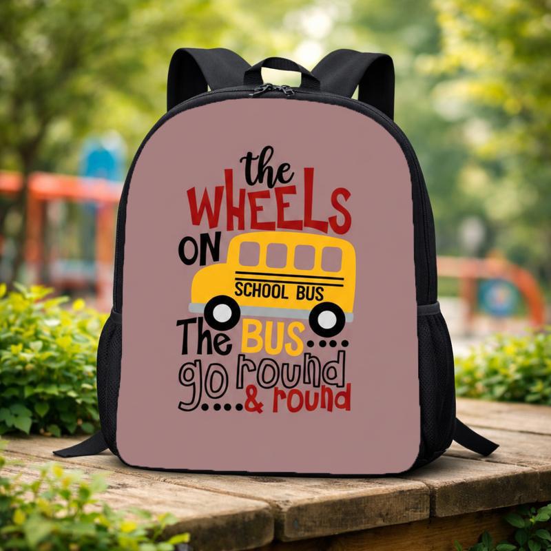 Wheels On The Bus Backpack - Cute Kids School Style Custom Backpack