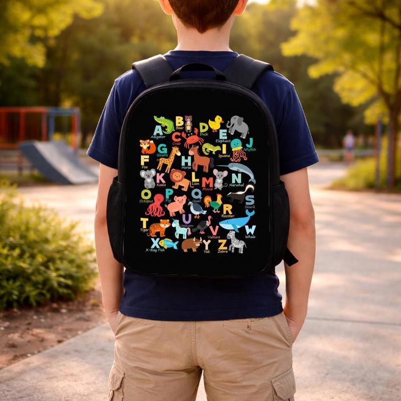 Back To School Backpack - Cute Alphabet Animals Kindergarten Custom Backpack Back To School Backpack - Cute Alphabet Animals Kindergarten Custom Backpack