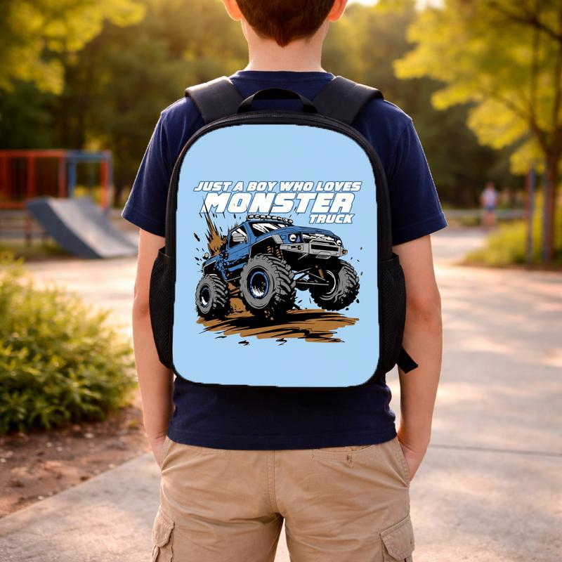 Back To School Backpack For Boys - Just A Boy Who Loves Monster Truck Custom Backpack