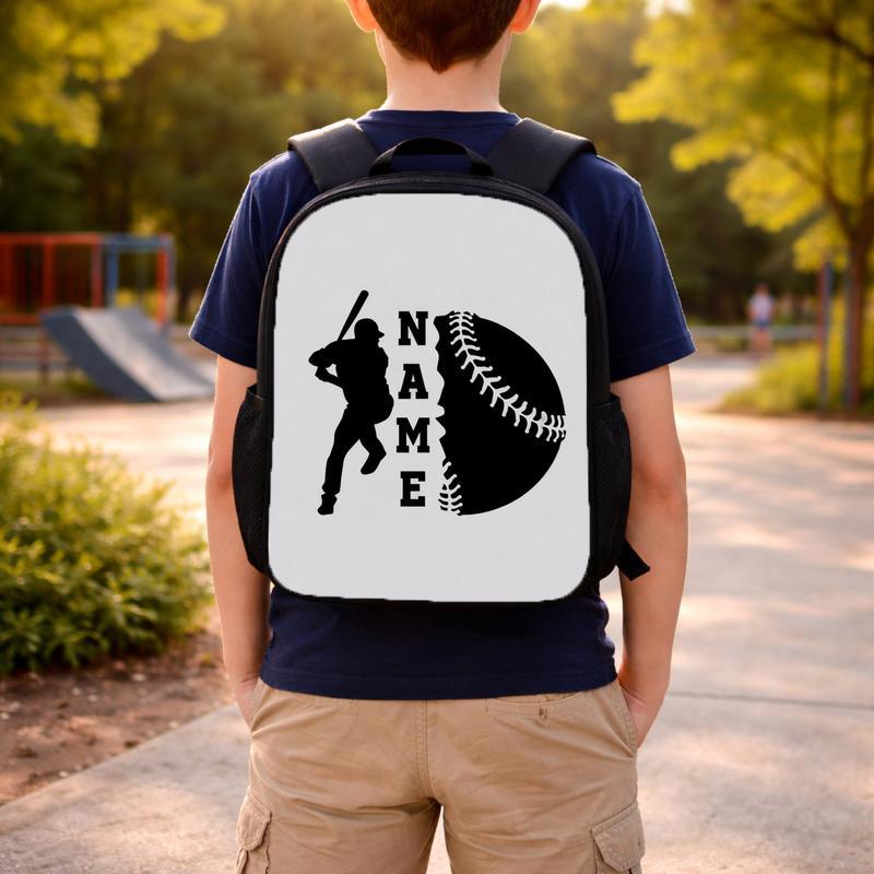 Baseball Silhouette Backpack - Custom Name Kids Bag Custom Backpack