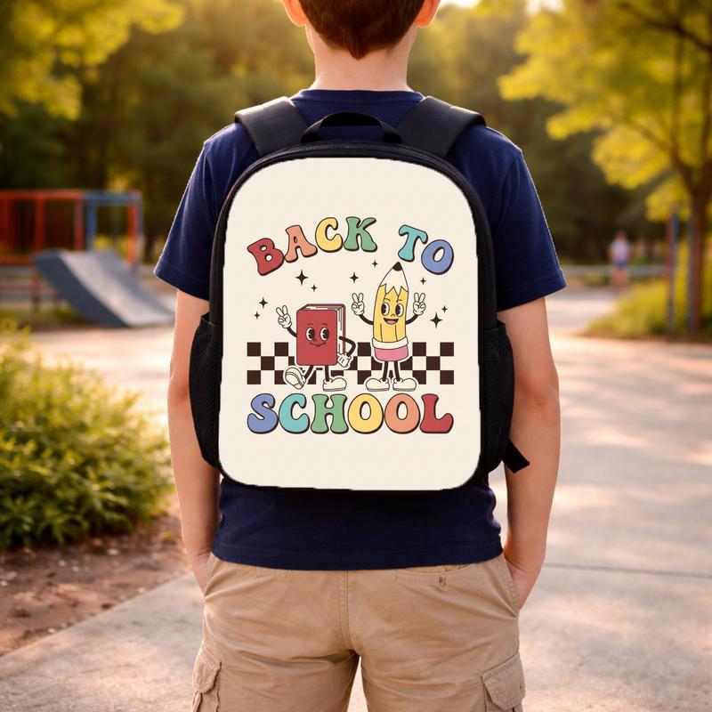 Cartoon School Supplies Backpack - Fun Back To School Design Custom Backpack