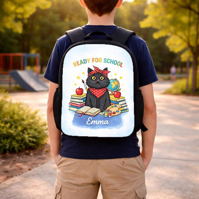 Cat Ready For School Custom Backpack