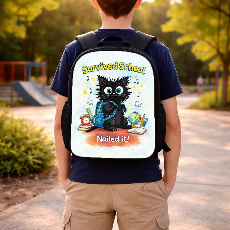 Cat Survived School Custom Backpack