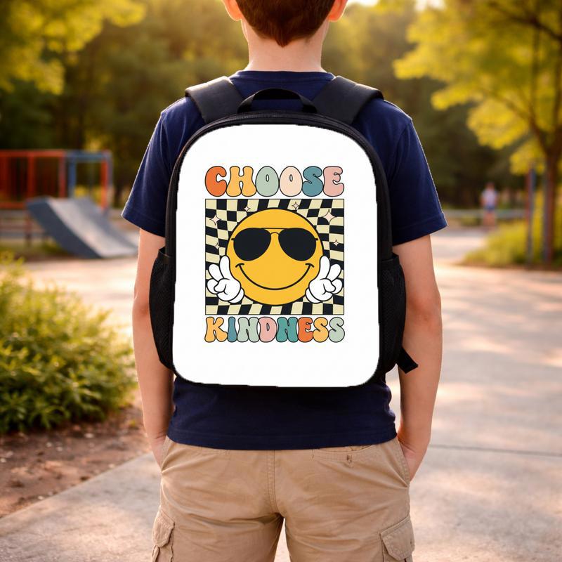 Choose Kindness Smiley Backpack - Positive Kids School Bag Custom Backpack Choose Kindness Smiley Backpack - Positive Kids School Bag Custom Backpack